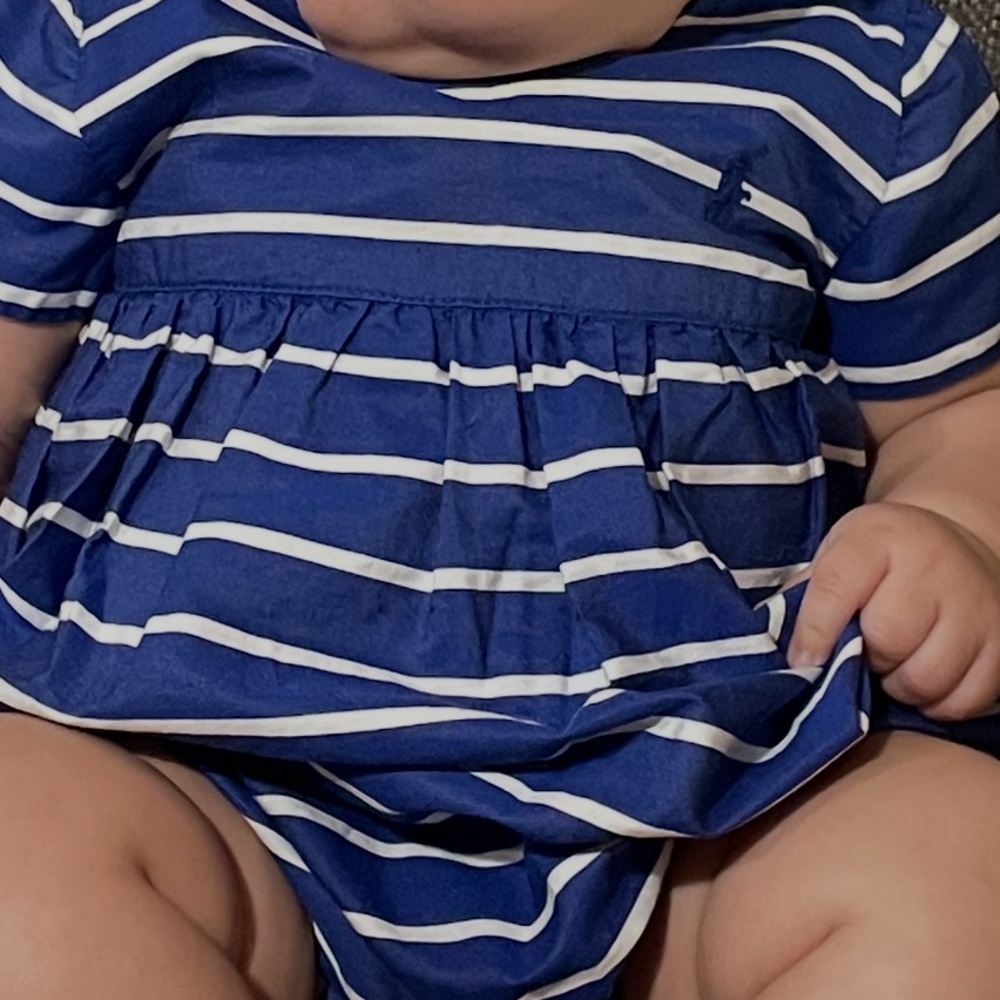 Ralph Lauren Navy and White Striped Baby Outfit